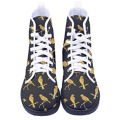 Background With Golden Birds Women s High-top Canvas Sneakers by Ndabl3x