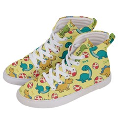Seamless Pattern With Cute Dinosaurs Character Men s Hi-top Skate Sneakers by Ndabl3x