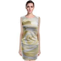 White Roses Flowers Plant Romance Blossom Bloom Nature Flora Petals Classic Sleeveless Midi Dress by Proyonanggan