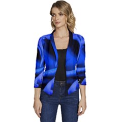 Blue Rose Bloom Blossom Women s Casual 3/4 Sleeve Spring Jacket by Proyonanggan