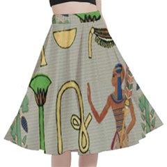 Egyptian Man Artifact Royal A-line Full Circle Midi Skirt With Pocket by Proyonanggan