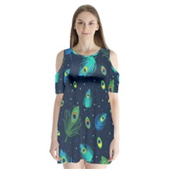 Feather, Bird, Pattern, Shoulder Cutout Velvet One Piece by nateshop