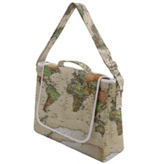 Vintage World Map Aesthetic Box Up Messenger Bag by Cemarart