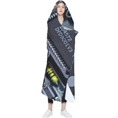 Motherboard Board Circuit Electronic Technology Wearable Blanket by Cemarart