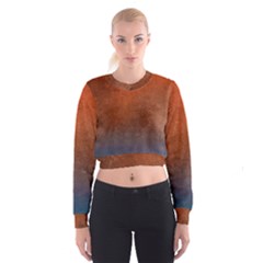 Orange To Blue, Abstract, Background, Blue, Orange, Cropped Sweatshirt by nateshop