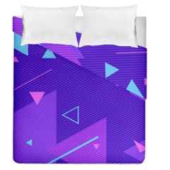 Purple Geometric Abstraction, Purple Neon Background Duvet Cover Double Side (queen Size) by nateshop