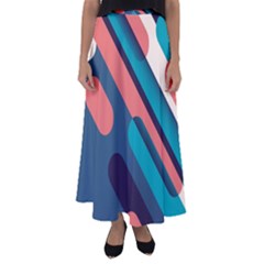 Blue Geometric Background, Abstract Lines Background Flared Maxi Skirt by nateshop
