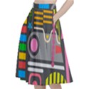 Pattern Geometric Abstract Colorful Arrows Lines Circles Triangles A-Line Full Circle Midi Skirt With Pocket View2