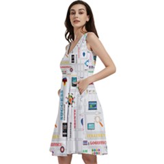 Startup Business Organization Sleeveless V-neck Skater Dress With Pockets by Grandong