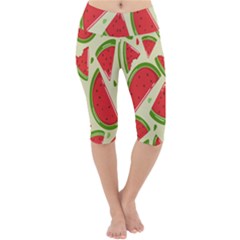 Cute Watermelon Seamless Pattern Lightweight Velour Cropped Yoga Leggings by Grandong