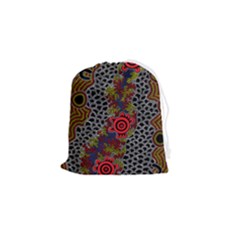 Authentic Aboriginal Art - Gathering Drawstring Pouch (small) by hogartharts