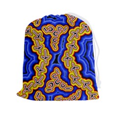 Authentic Aboriginal Art - Emu Dreaming Drawstring Pouch (2xl) by hogartharts