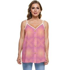 Fuzzy Peach Aurora Pink Stars Casual Spaghetti Strap Chiffon Top by PatternSalad