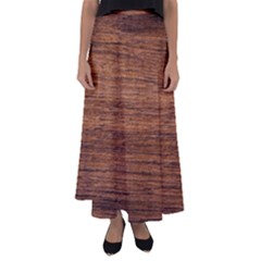 Brown Wooden Texture Flared Maxi Skirt by nateshop