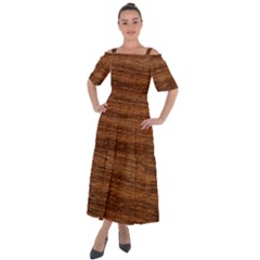 Brown Wooden Texture Shoulder Straps Boho Maxi Dress  by nateshop