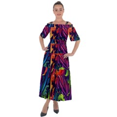 Colorful Floral Patterns, Abstract Floral Background Shoulder Straps Boho Maxi Dress  by nateshop