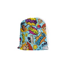 Vintage Art Tattoos Colorful Seamless Pattern Drawstring Pouch (small) by Bedest