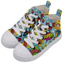 Graffiti Word Seamless Pattern Kids  Mid-Top Canvas Sneakers View2