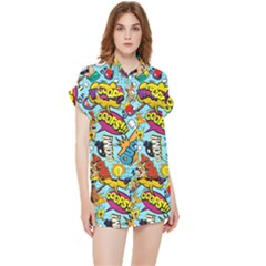 Graffiti Word Seamless Pattern Chiffon Lounge Set by Bedest