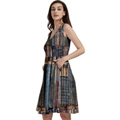 Psychedelic Digital Art Artwork Landscape Colorful Sleeveless V-neck Skater Dress With Pockets by Bedest