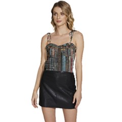 Seamless Pattern With Flower Birds Flowy Camisole Tie Up Top by Bedest