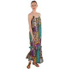 Pattern Design Art Techno  Dj Music Retro Music Device Cami Maxi Ruffle Chiffon Dress by Cemarart