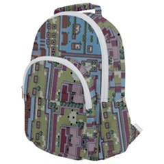 Arcade Game Retro Pattern Rounded Multi Pocket Backpack by Cemarart