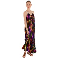 Star Colorful Christmas Xmas Abstract Cami Maxi Ruffle Chiffon Dress by Cemarart