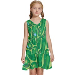 Golf Course Par Golf Course Green Kids  Sleeveless Tiered Mini Dress by Cemarart