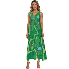 Golf Course Par Golf Course Green V-neck Sleeveless Loose Fit Overalls by Cemarart