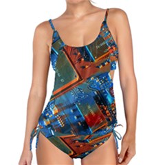 Gray Circuit Board Electronics Electronic Components Microprocessor Tankini Set by Cemarart