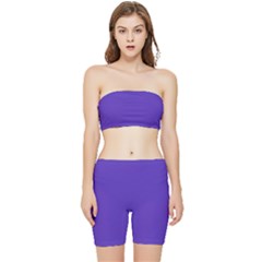 Ultra Violet Purple Stretch Shorts And Tube Top Set by Patternsandcolors