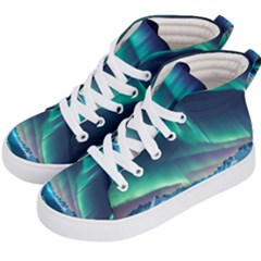 Aurora Borealis Kids  Hi-top Skate Sneakers by Ndabl3x
