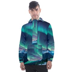 Aurora Borealis Men s Front Pocket Pullover Windbreaker by Ndabl3x