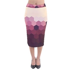 Hexagon Valentine Valentines Velvet Midi Pencil Skirt by Grandong