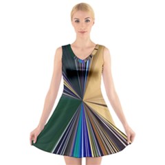 Eyes Pattern Woman Cartoon V-neck Sleeveless Dress by Cemarart