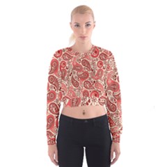 Paisley Red Ornament Texture Cropped Sweatshirt by nateshop