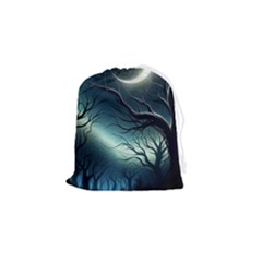 Moon Moonlit Forest Fantasy Midnight Drawstring Pouch (small) by Cemarart