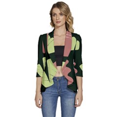 Elements Scribbles Wiggly Line Women s 3/4 Sleeve Ruffle Edge Open Front Jacket by Cemarart