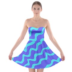 Purple Mint Turquoise Background Strapless Bra Top Dress by Cemarart