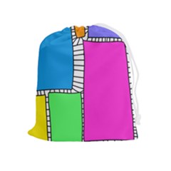 Shapes Texture Colorful Cartoon Drawstring Pouch (xl) by Cemarart