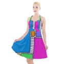 Shapes Texture Colorful Cartoon Halter Party Swing Dress  View1