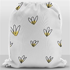 Pattern Leaves Daisies Print Drawstring Bag (large) by Cemarart