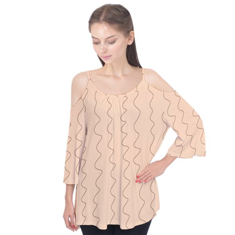 Lines Pattern Wiggly Minimal Print Flutter Sleeve T-shirt  by Cemarart