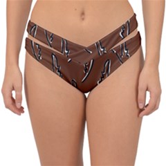 Feather Leaf Pattern Print Double Strap Halter Bikini Bottoms by Cemarart
