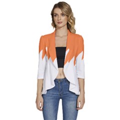 Orange Background Halloween Women s 3/4 Sleeve Ruffle Edge Open Front Jacket by Cemarart