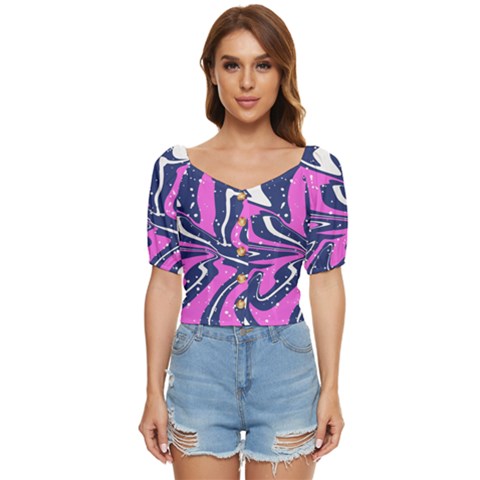 Texture Multicolour Grunge Button Up Blouse by Cemarart