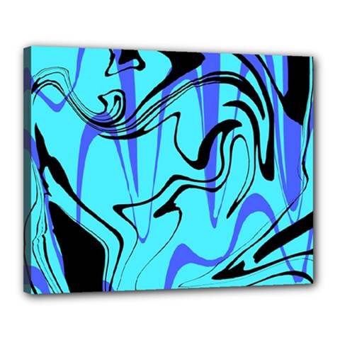 Mint Background Swirl Blue Black Canvas 20  X 16  (stretched) by Cemarart