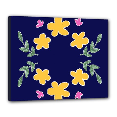 Doodle Flower Leaves Plant Design Canvas 20  X 16  (stretched) by Cemarart