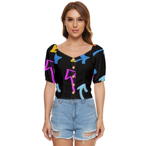 Colorful Arrows Kids Pointer Button Up Blouse by Cemarart